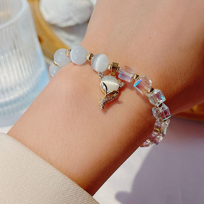 Cute Crystal Cat Eye Friendship Bracelet for Students