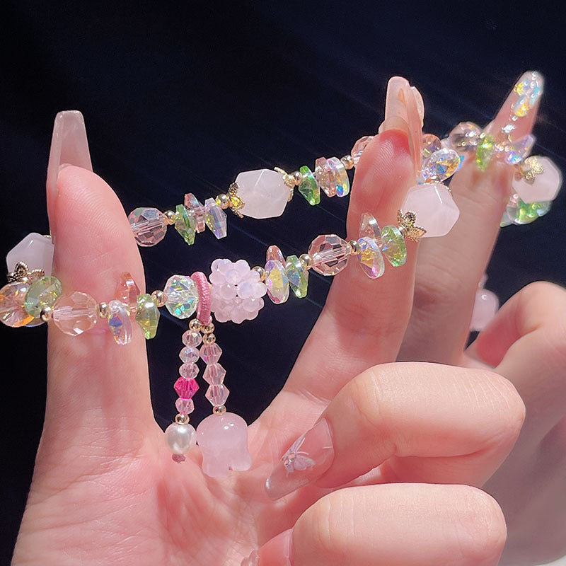 Original Heavy Duty Lily Flower Tassel Bracelet for Women with High-end Crystal Agate Beads