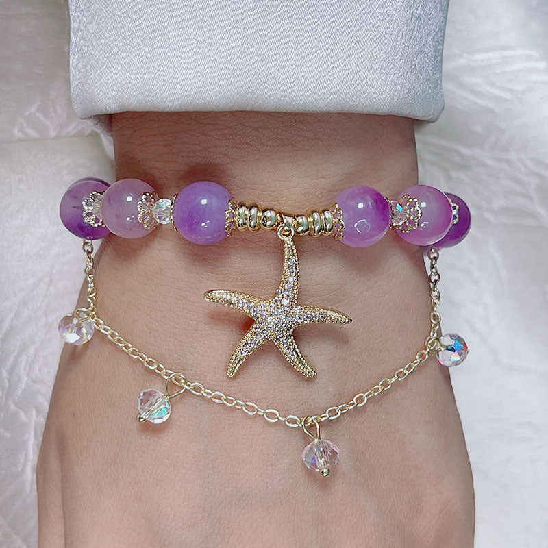 Boho Ocean Star Beaded Bracelet with Shiny Zircon Tassel