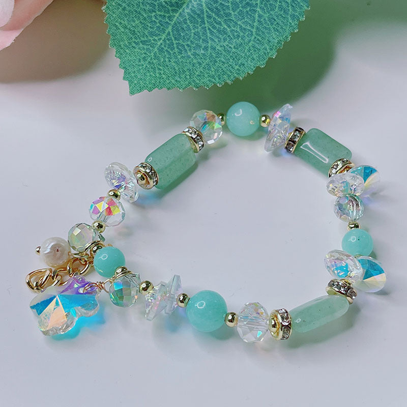 Cute Crystal Bracelet with Star and Flower Charms