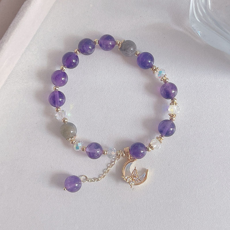 Butterfly Charm Beaded Crystal Bracelet for Women