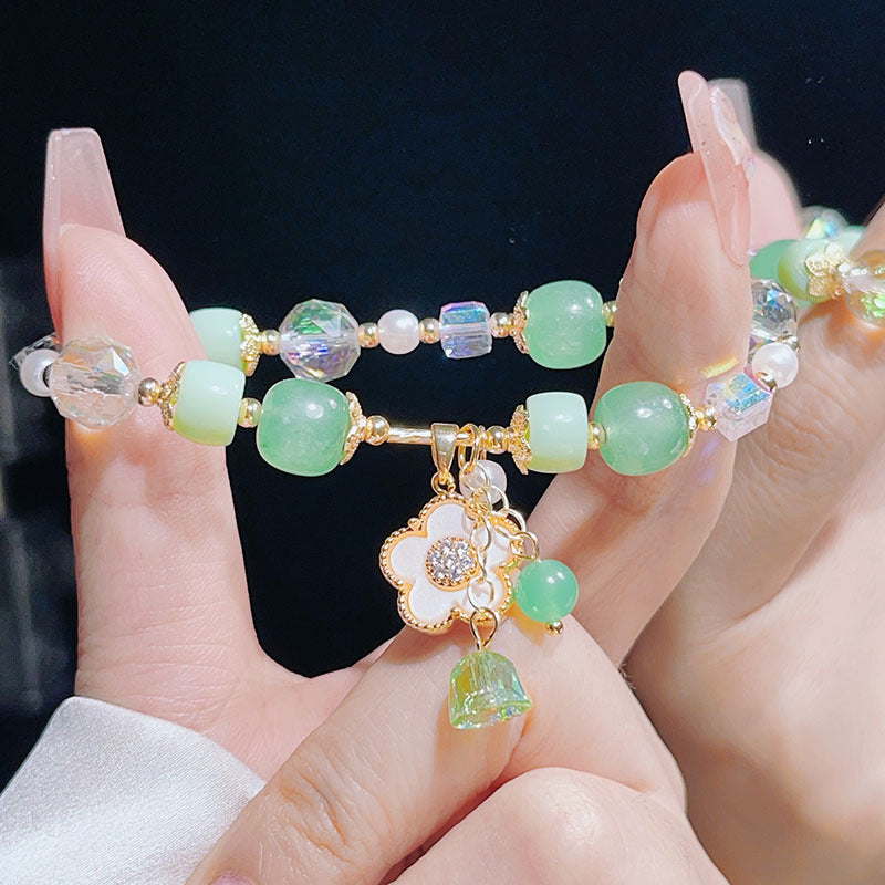 Spring/Summer Flower Bracelet with Natural Stone Crystal for Women