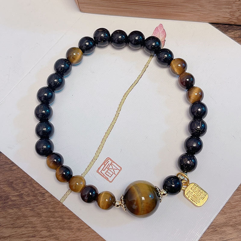 Natural Tiger Eye Yellow Tower Crystal Bracelet