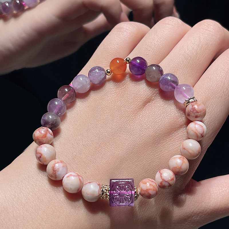 Nine Purple Fire Bracelet Aurora Luminous Glass Cube Crystal Bracelet