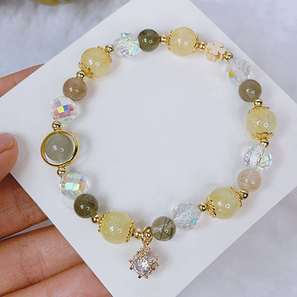 Zircon Sphere Pendant Crystal Bracelet Wealth Yellow Hair Crystal Love Strawberry Crystal Bead Bestie Girls Accessories Gift