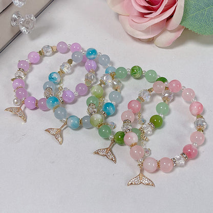 Candy Color Natural Stone Beaded Bracelet for Fairy Tail Girls