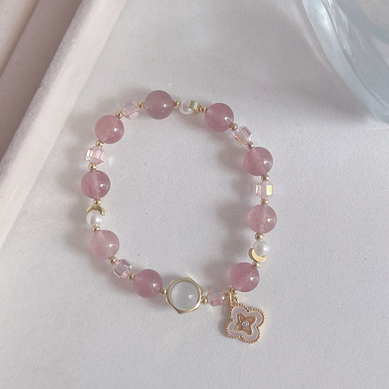 Natural Crystal Fox Lucky Clover Bracelet