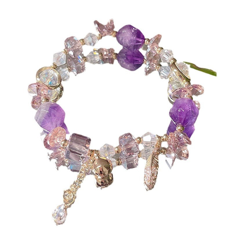 Irregular Crystal and Agate Bead Bell Bracelet