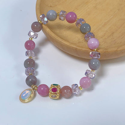 Colorful Beryl Elastic Bead Bracelet with Sparkling Crystal Chips