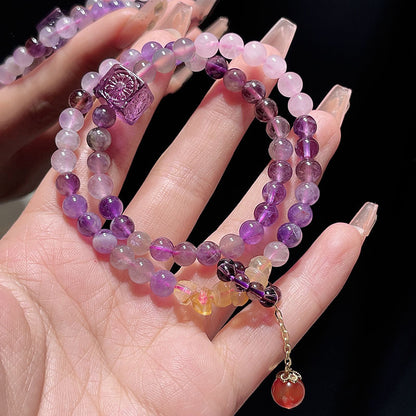 Nine Purple Fire Bracelet Aurora Luminous Glass Cube Crystal Bracelet