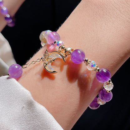 Butterfly Charm Beaded Crystal Bracelet for Women