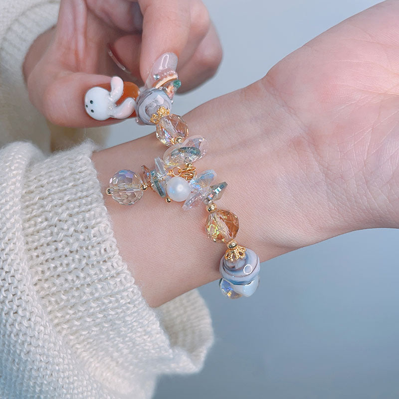 Pink Stone Beaded Unique Crystal Bracelet