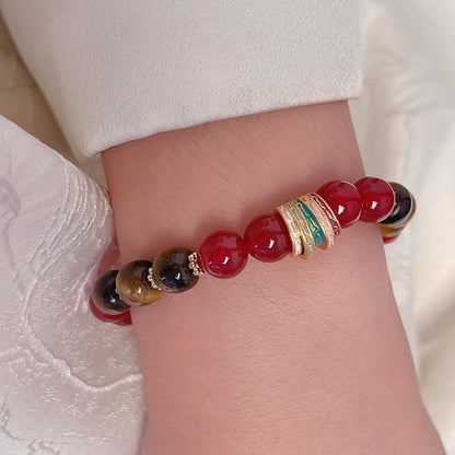 New Year Red Agate Beaded Bracelet