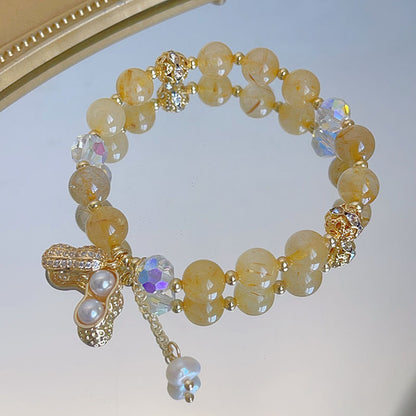 Prosperity Bracelet with Golden Hair Crystal and Peanut Beads