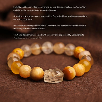 Earth Elemental-Yellow Jade Natural Crystal Bracelet