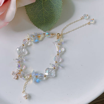 Cute Crystal Bracelet with Star and Flower Charms