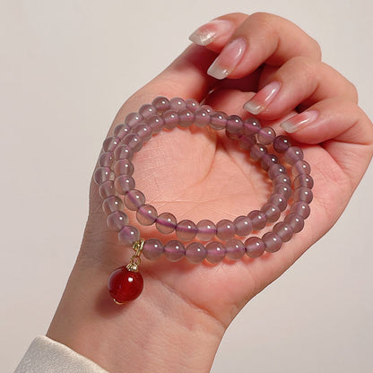 Purple Gray Bracelet with Agate Beads for Women