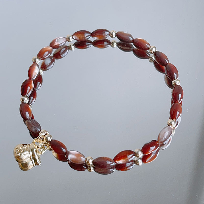 Mela Rad Wind Bracelet - Brown Coffee Shell Bead Lucky Bag Winter Hand Jewelry