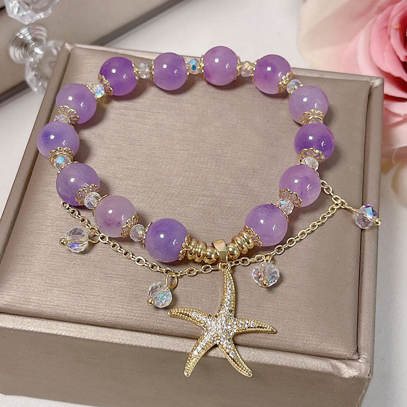 Colorful Natural Stone Crystal Pearl Bracelet Set for Fashionable Girls