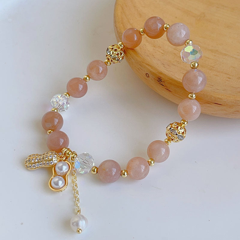 Prosperity Bracelet with Golden Hair Crystal and Peanut Beads