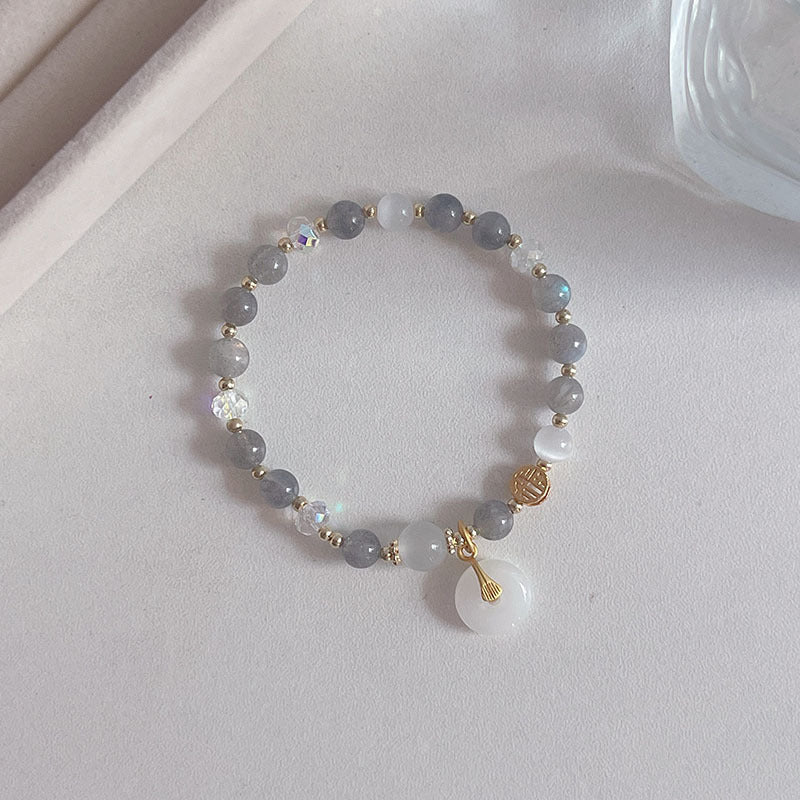 Natural Crystal Fox Lucky Clover Bracelet