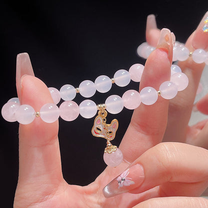 Fox Mask Pink Crystal Bracelet