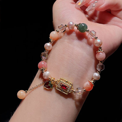 Natural Stone Colorful Beaded Bracelet Handcrafted Lucky Agate