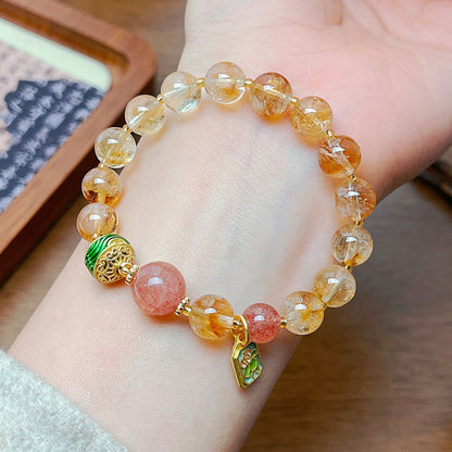 Natural Yellow Tower Crystal Bead Bracelet Women's Premium Tiger Eye Stone Bracelet