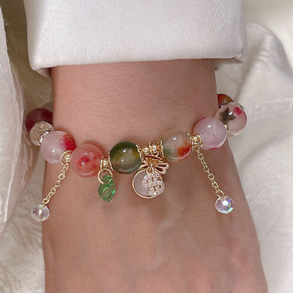 Colorful Natural Stone Crystal Pearl Bracelet Set for Fashionable Girls