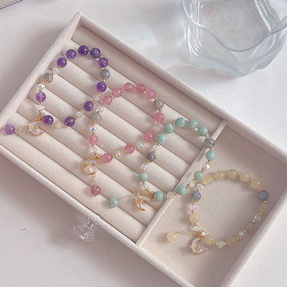 Natural Crystal Fox Lucky Clover Bracelet