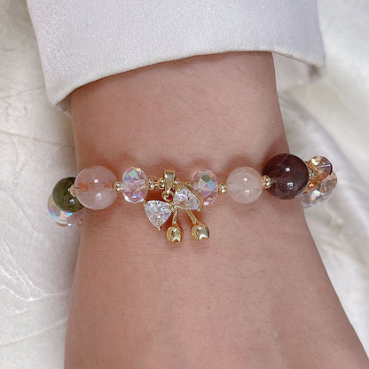 Colorful Natural Stone Crystal Pearl Bracelet Set for Fashionable Girls