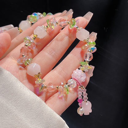 Original Heavy Duty Lily Flower Tassel Bracelet for Women with High-end Crystal Agate Beads