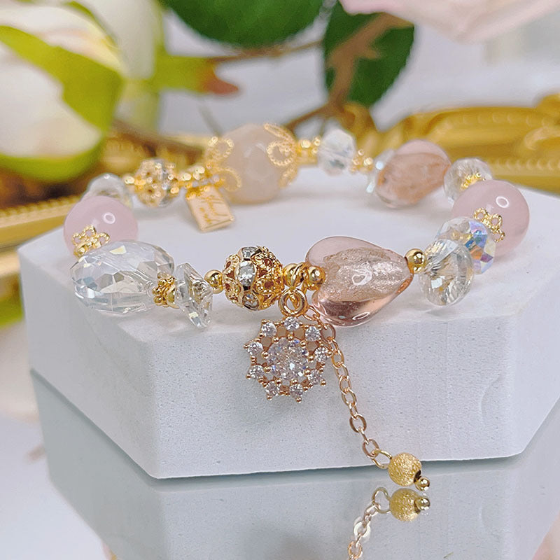 Fresh and Sweet Flower Bracelet with Zircon Inlay