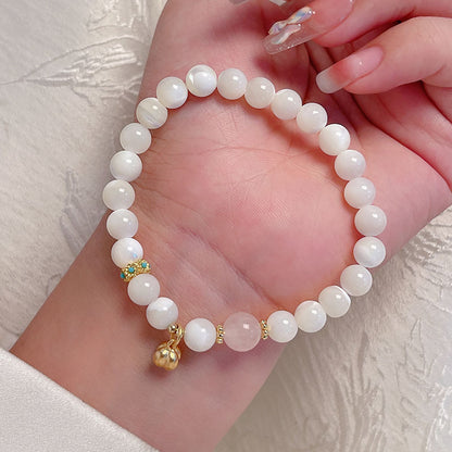 Natural White Butterfly Shell Flower Bellflower Bracelet