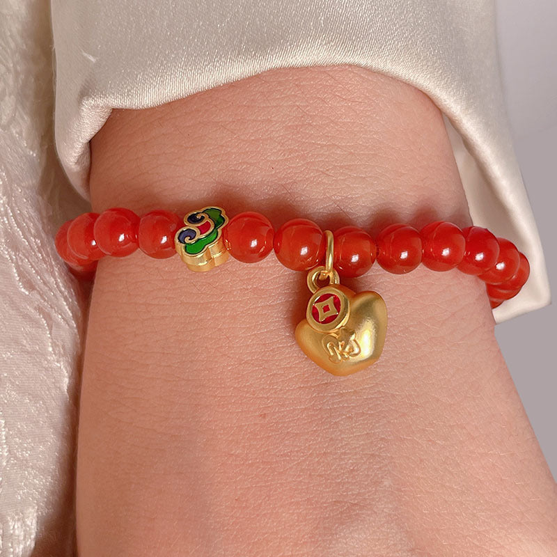 Red Agate Beaded Bracelet for New Year