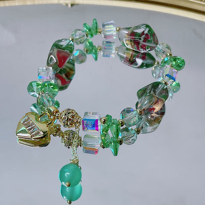 Sweet and Fresh Forest Style Handmade Bracelet with Glass Beads