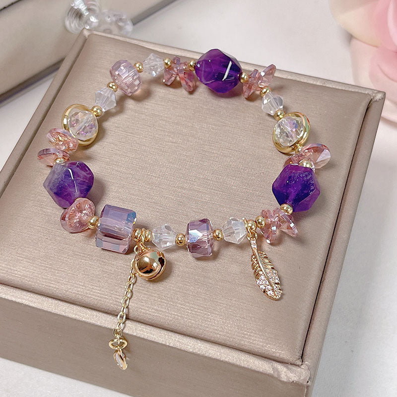 Colorful Natural Stone Crystal Pearl Bracelet Set for Fashionable Girls