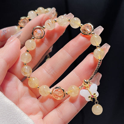 Colorful Crystal Strawberry Crystal Yellow Crystal Butterfly Bracelet