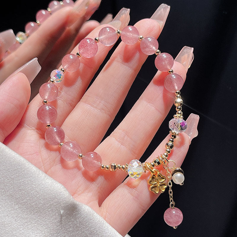 Strawberry Crystal Bracelet Summer Lucky Grass Metal Accessory