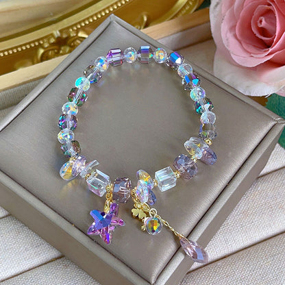 Sparkling Star Bracelet with Various Faceted Crystal Beads