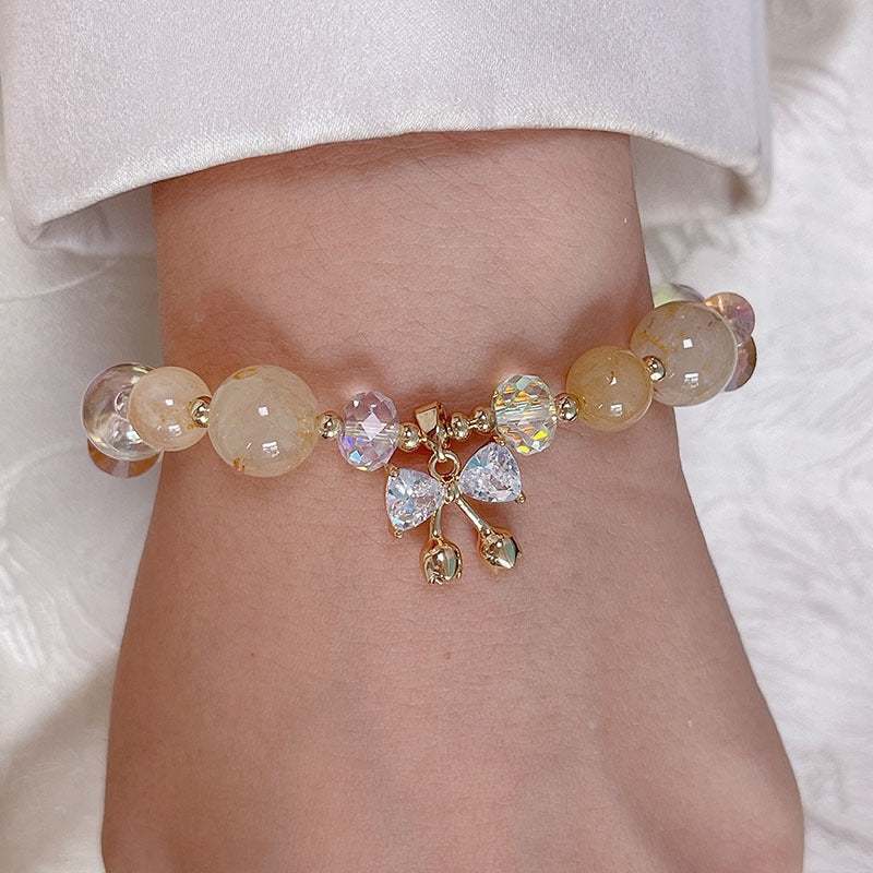 Colorful Natural Stone Crystal Pearl Bracelet Set for Fashionable Girls