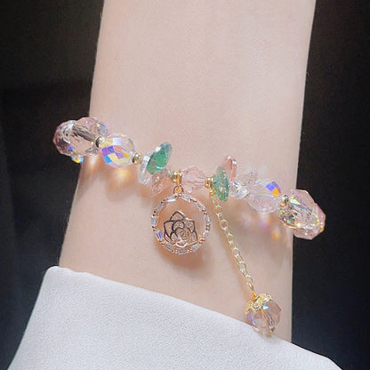 Cute Crystal Bracelet with Star and Flower Charms