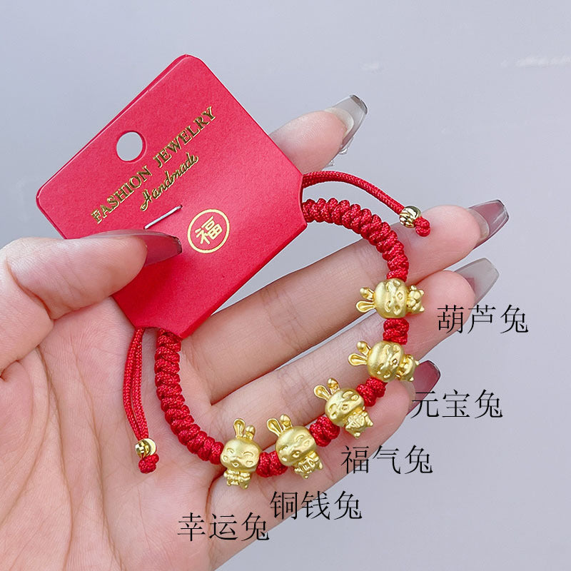 New Year Lucky Bag Red String Bracelet Year of the Gift Parent-child Couple Hand-woven Red Hand Rope Blessing Bracelet