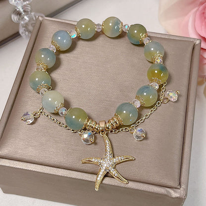 Boho Ocean Star Beaded Bracelet with Shiny Zircon Tassel