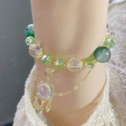 Dreamy Forest Glass Bead Dreamcatcher Bracelet