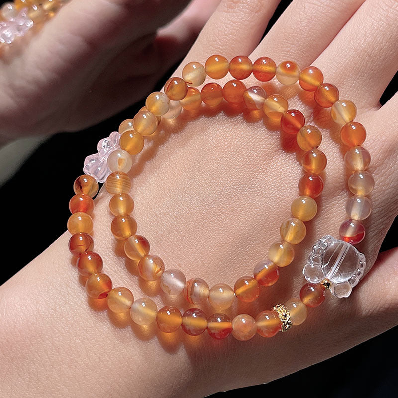 Natural Agate Simple Fresh Bracelet with Removable Lotus Pendant