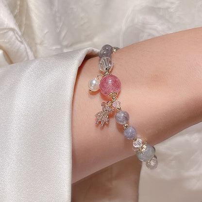 Natural Crystal Fox Lucky Clover Bracelet