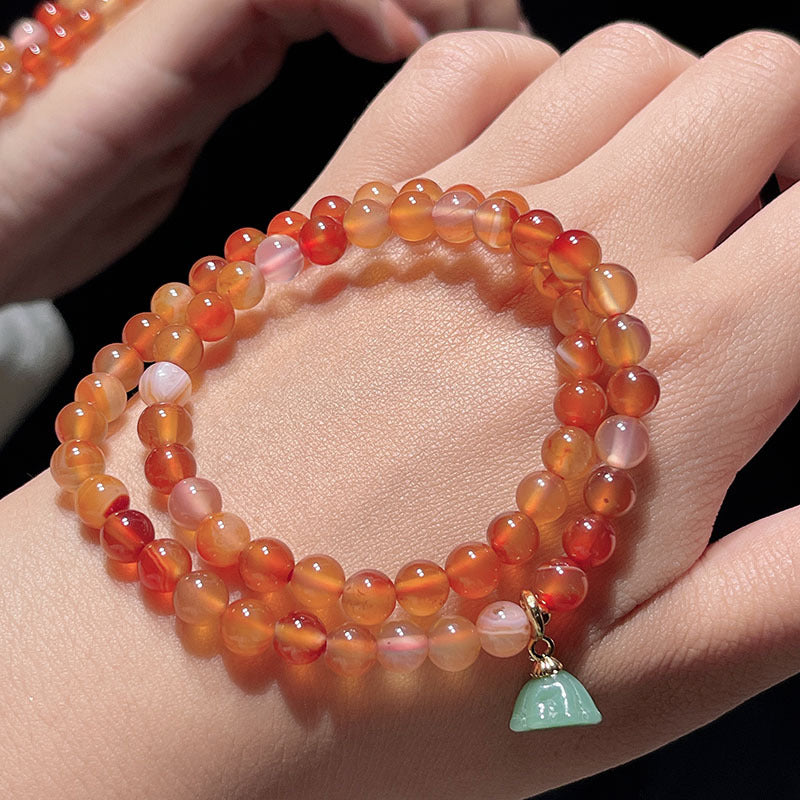 Natural Agate Simple Fresh Bracelet with Removable Lotus Pendant