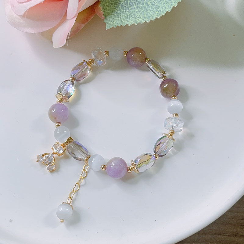 Cute Crystal Bracelet with Star and Flower Charms