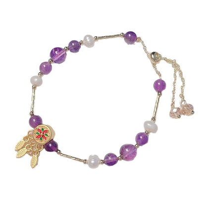 Dreamy Purple Crystal and Green Agate Beaded Bracelet